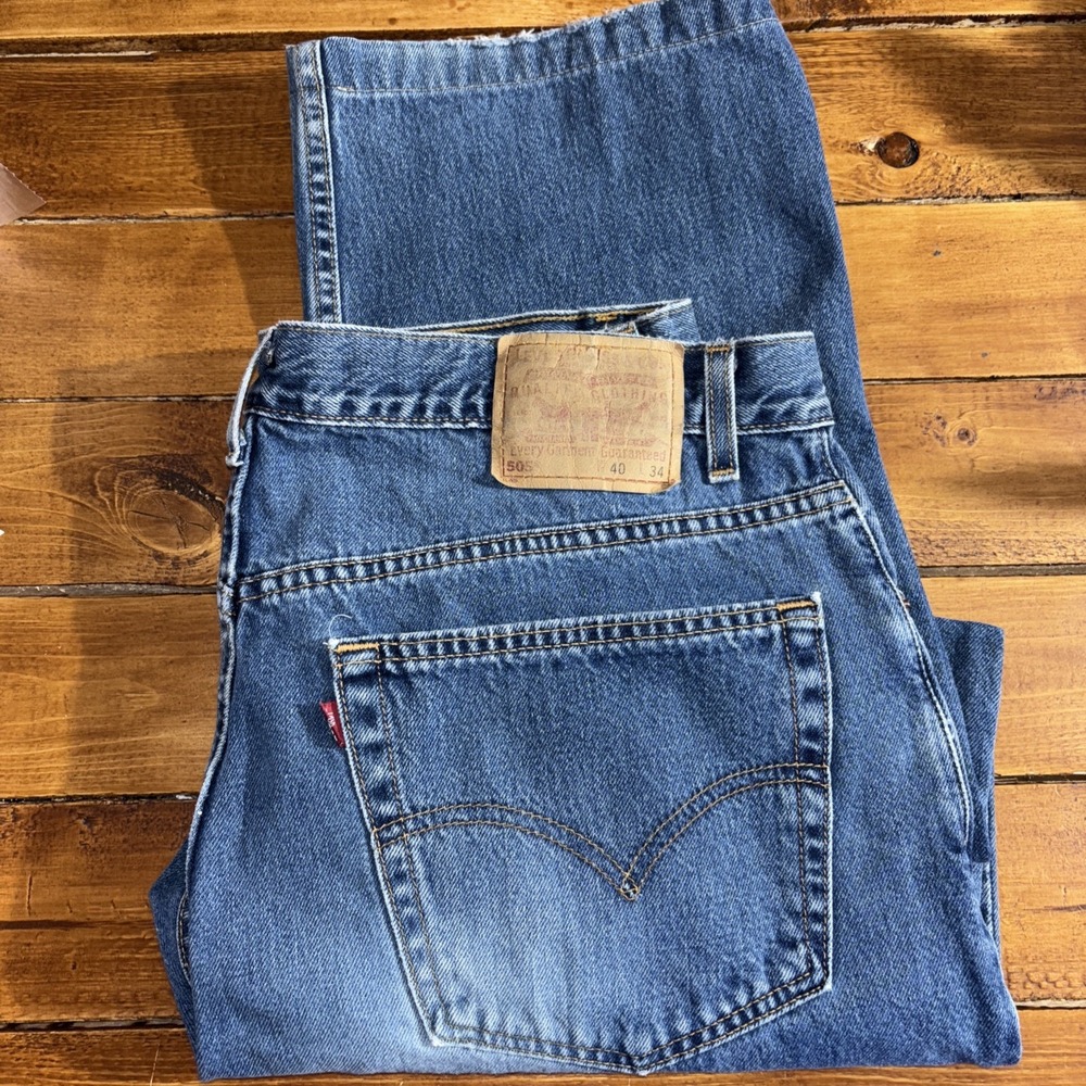 Levi's 505 Regular Fit Jeans Mens 37x27 Blue Vintage USA Made READ Straight Leg